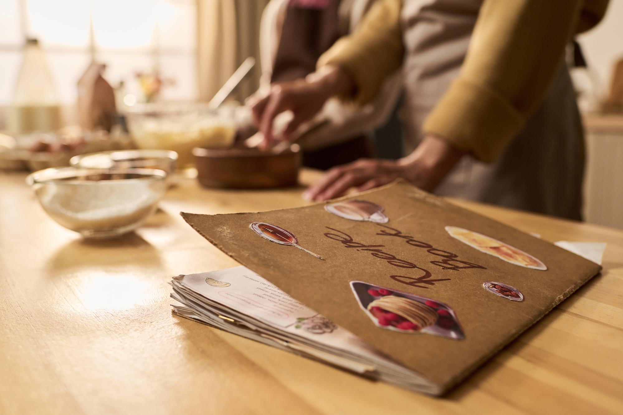 Stack of recipe cards with annotations