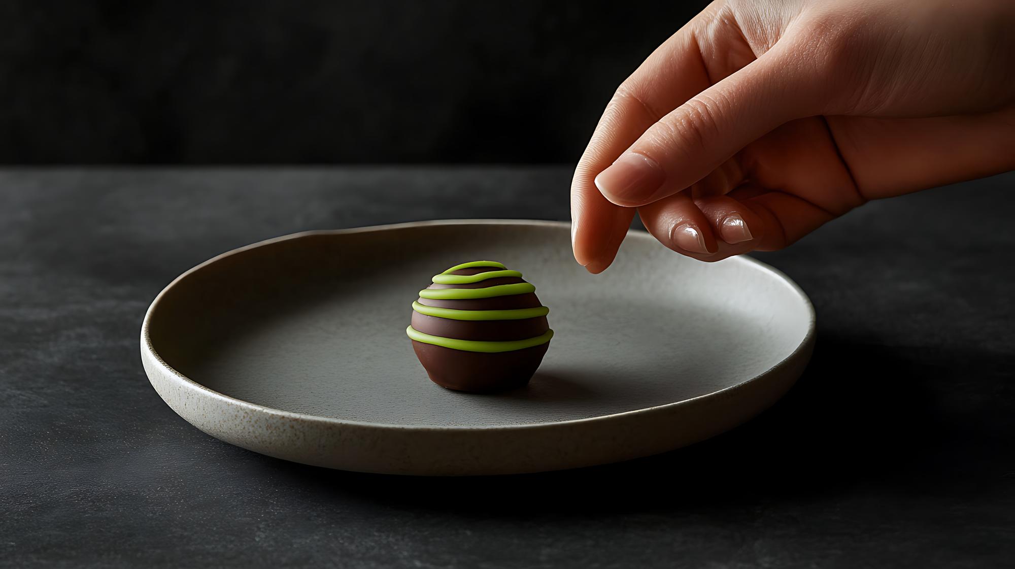 Sample plated tasting portion on a slate